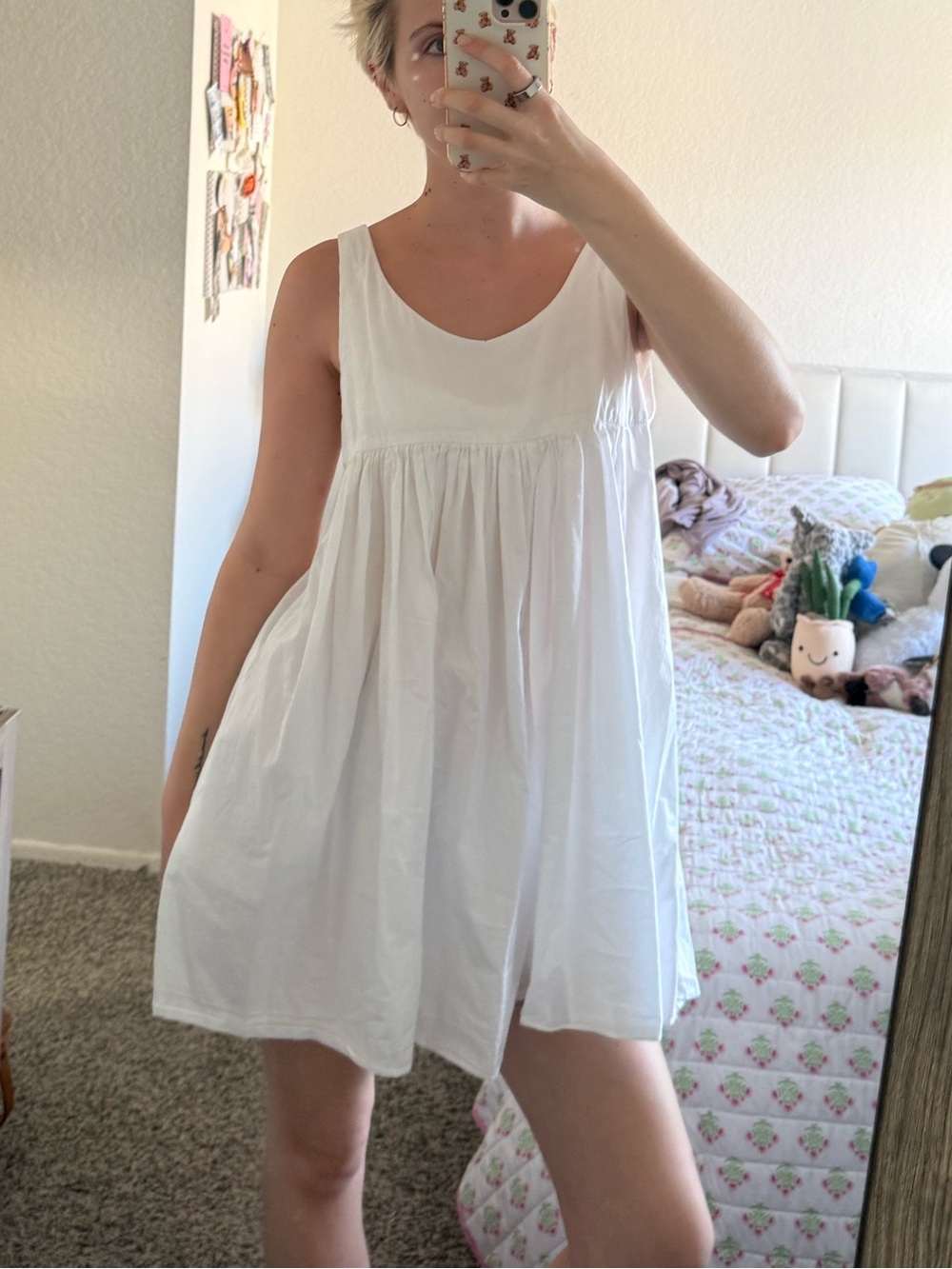 Classic White Babydoll Dress - Women